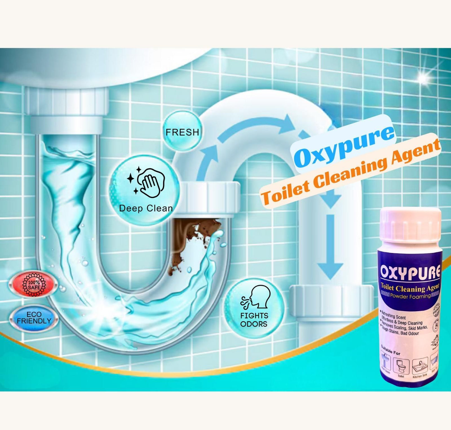 OxyPure: Deep Clean from Bowl to Drain! 100 gm (Pack of 2)